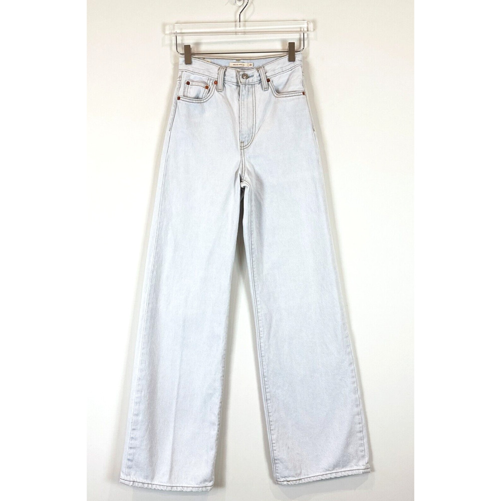 Levis Womens Ribcage Wide Leg High Rise Jeans Size 26 Light Wash Cotton Premium